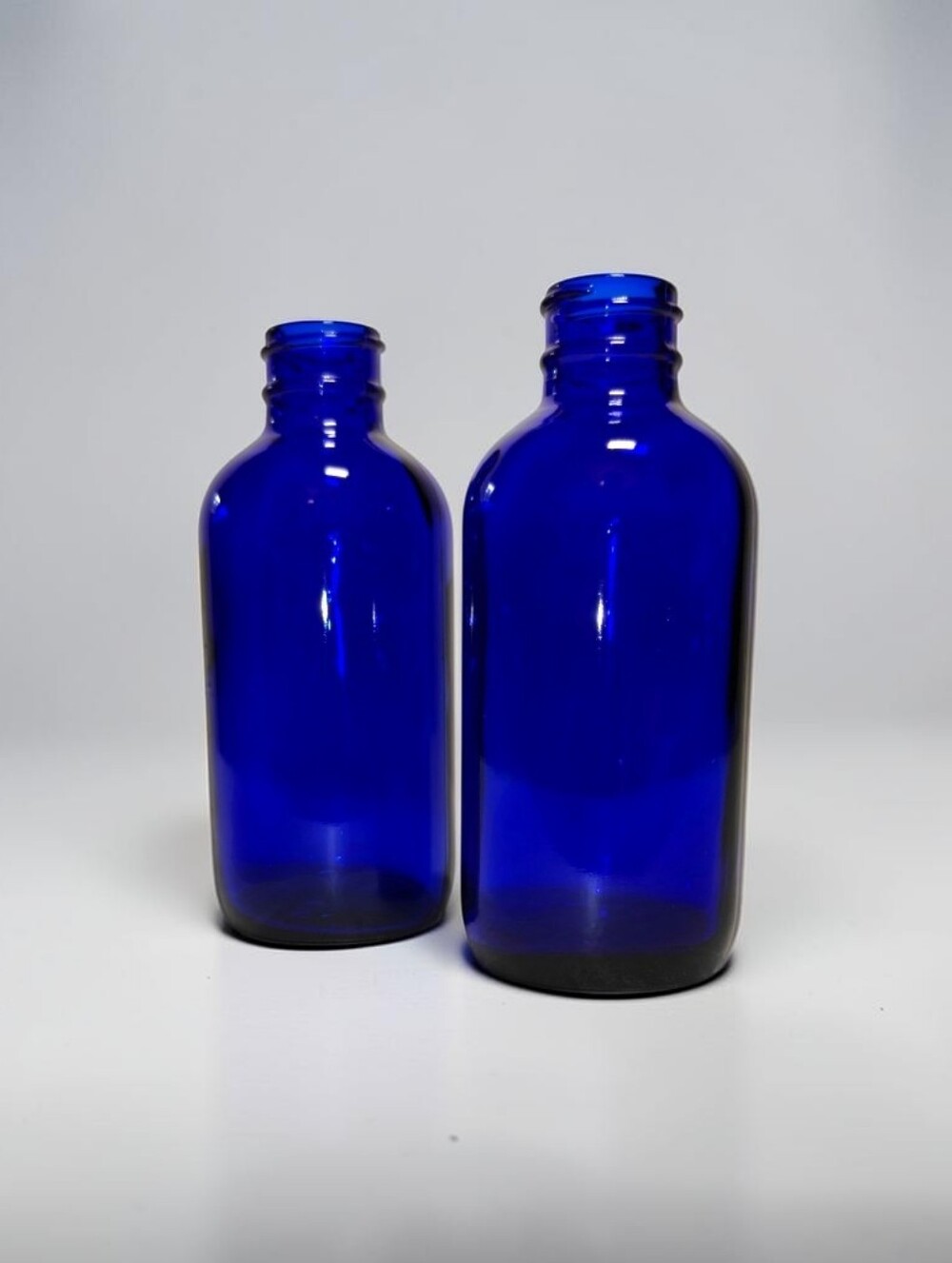 Vintage Fairmount Glass F4 Cobalt Blue Boston Round Apothecary Bottles - 2